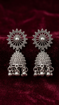 Virasat Classic Sunray Oxidized Jhumka Earrings